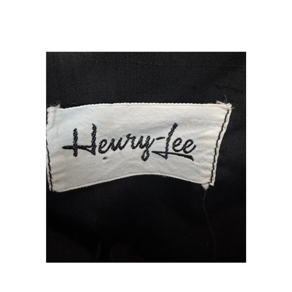 Vintage Henry-Lee Black Button Front Shirt Dress Belted Midi 70s Workwear - Picture 4 of 9